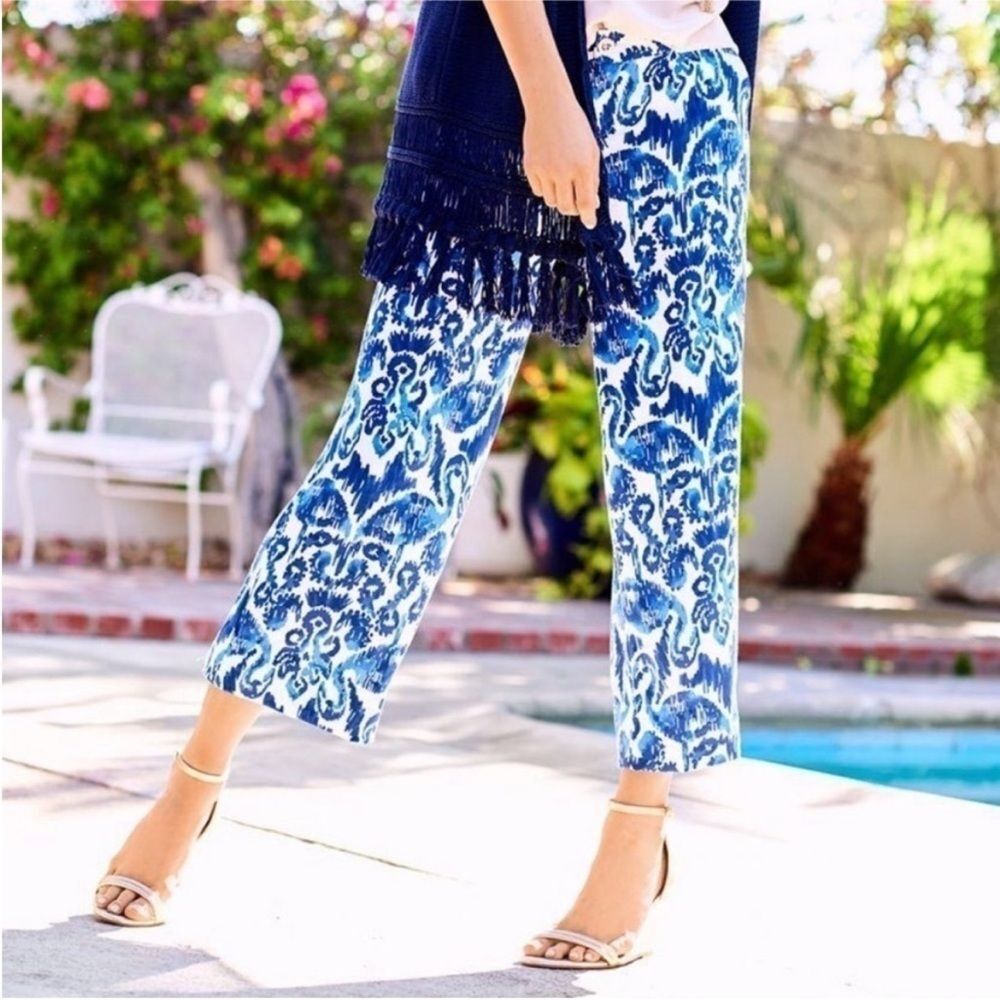 Lilly pulitzer Blue lela wide leg Patterned Women's Pants 00